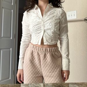 SOLD UO Jolie ruched button down top